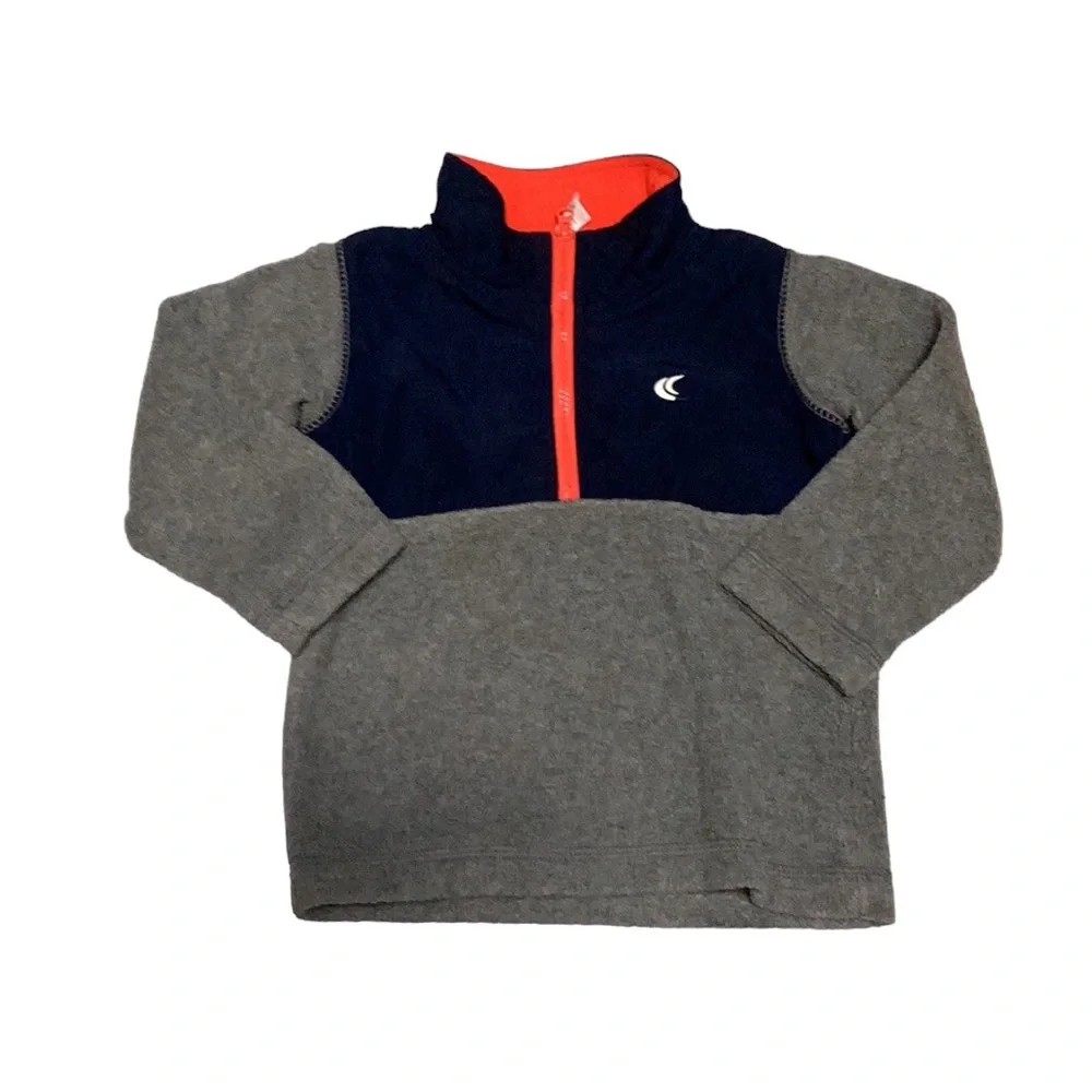 Carter’s‎ Grey Navy Bright Orange  1/2 Zip Fleece Pullover Top Jacket Shirt 18 M